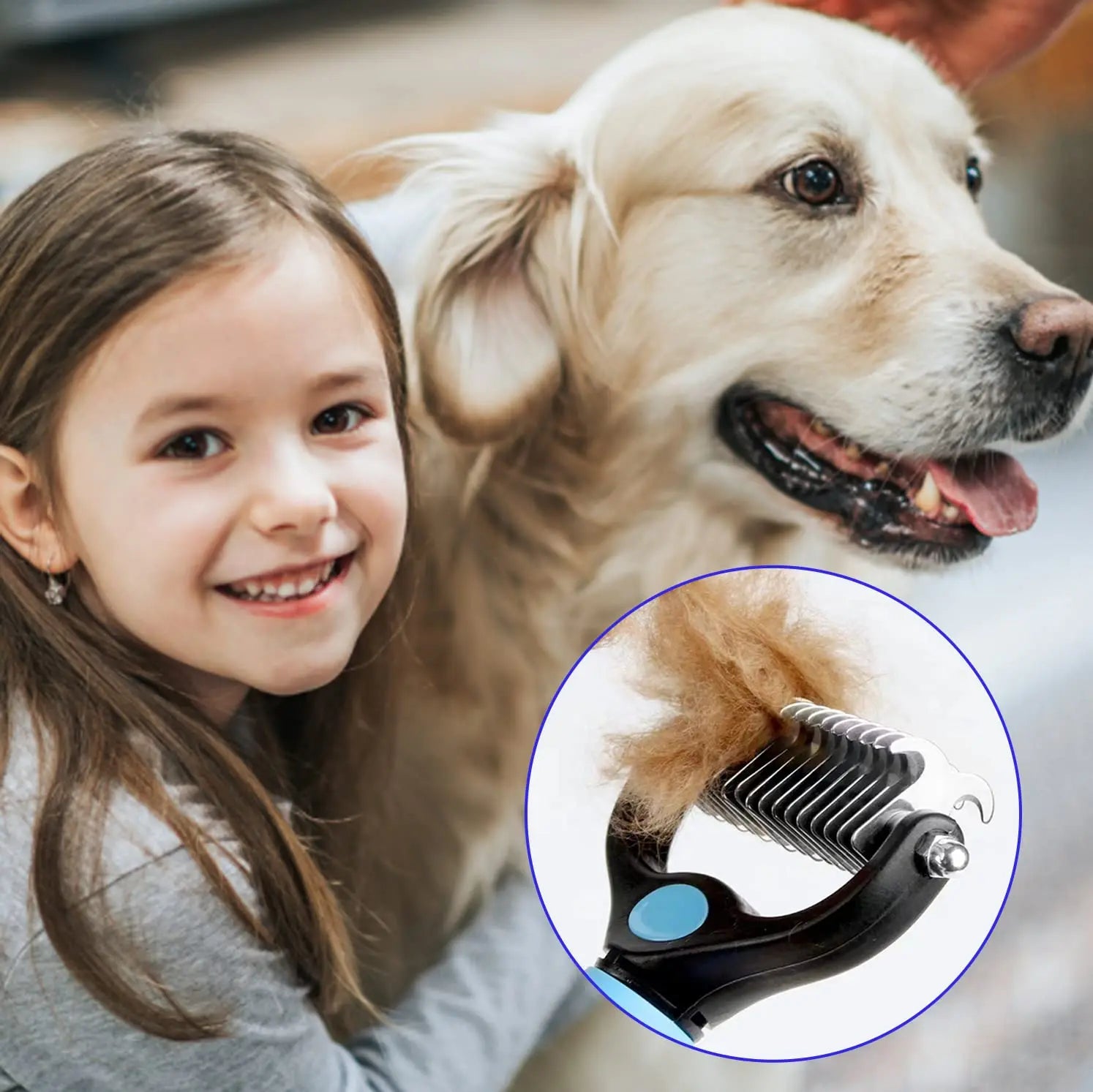 Brosse anti-poils professionnelle pour chien et chat - Elimine les poils mort sans douleur