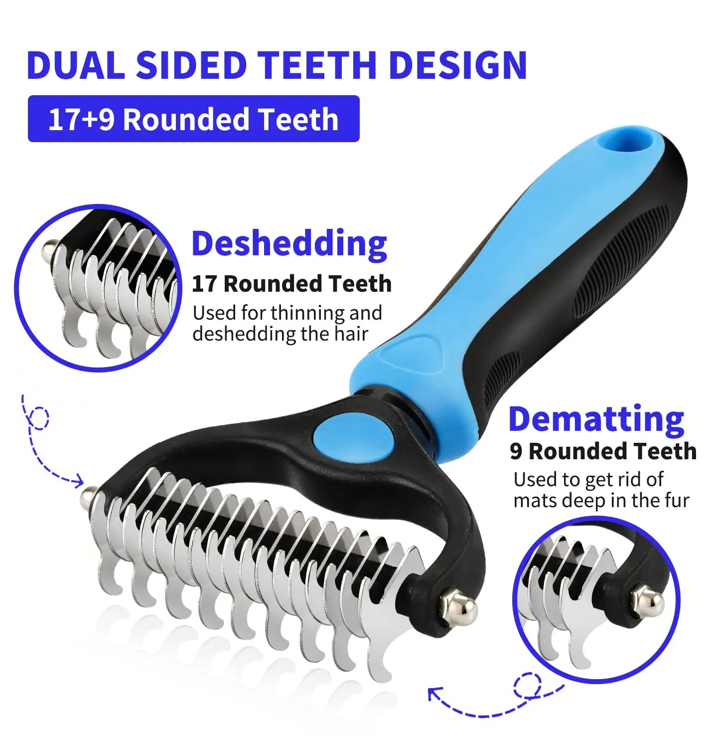 Brosse anti-poils professionnelle pour chien et chat - Elimine les poils mort sans douleur