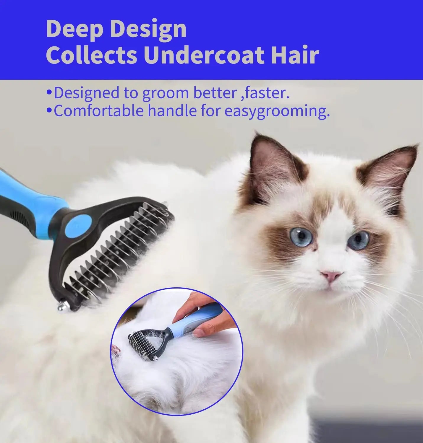 Brosse anti-poils professionnelle pour chien et chat - Elimine les poils mort sans douleur
